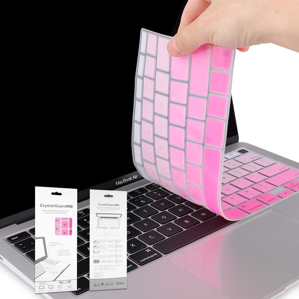 Batianda Ultra Thin Ombre Color Keyboard Cover for MacBook Air 13 Inch 2020 A2337 M1 Chip Waterproof Durable Silicone Skin Gradient Pink - View 7 of 7