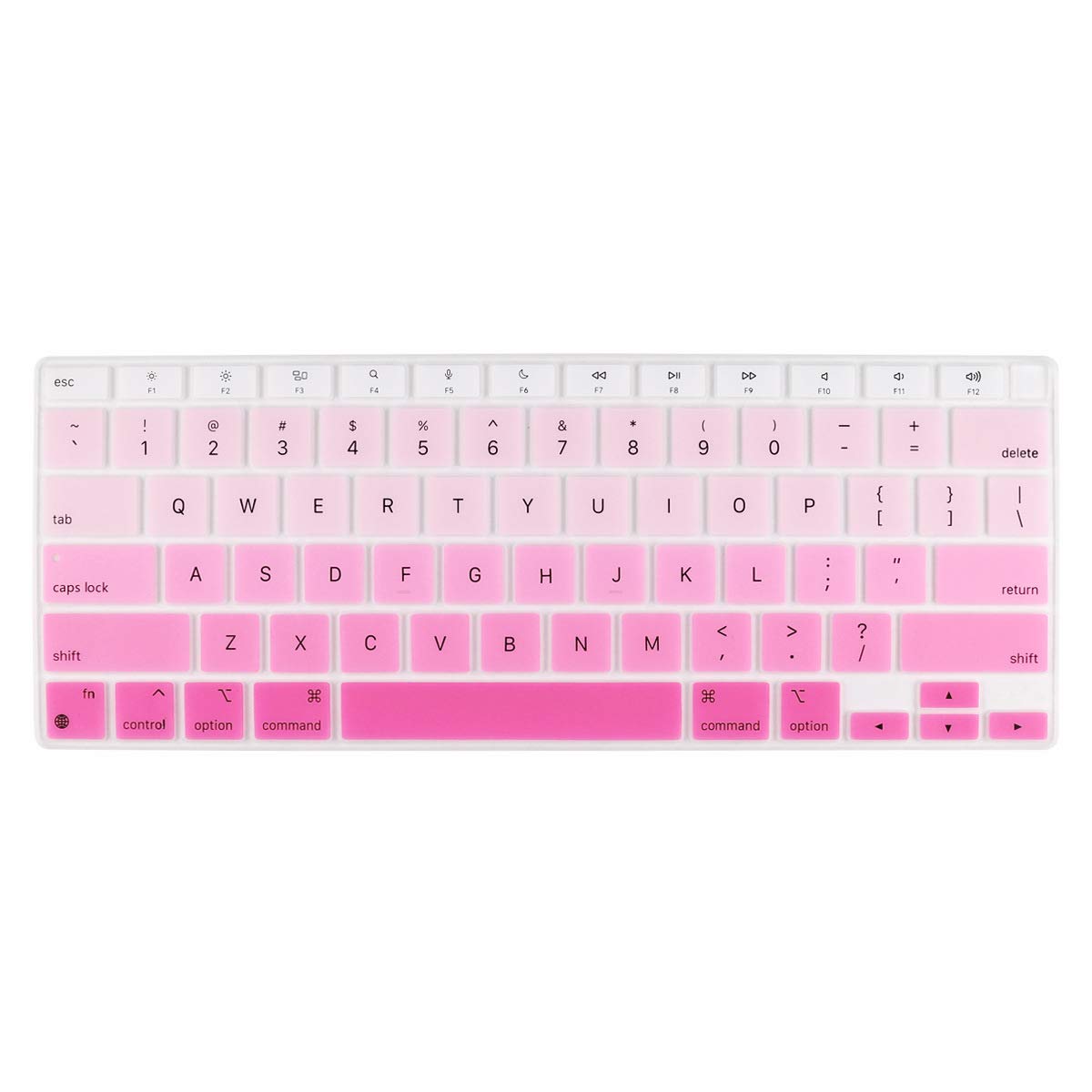 Batianda Ultra Thin Ombre Color Keyboard Cover for MacBook Air 13 Inch 2020 A2337 M1 Chip Waterproof Durable Silicone Skin Gradient Pink