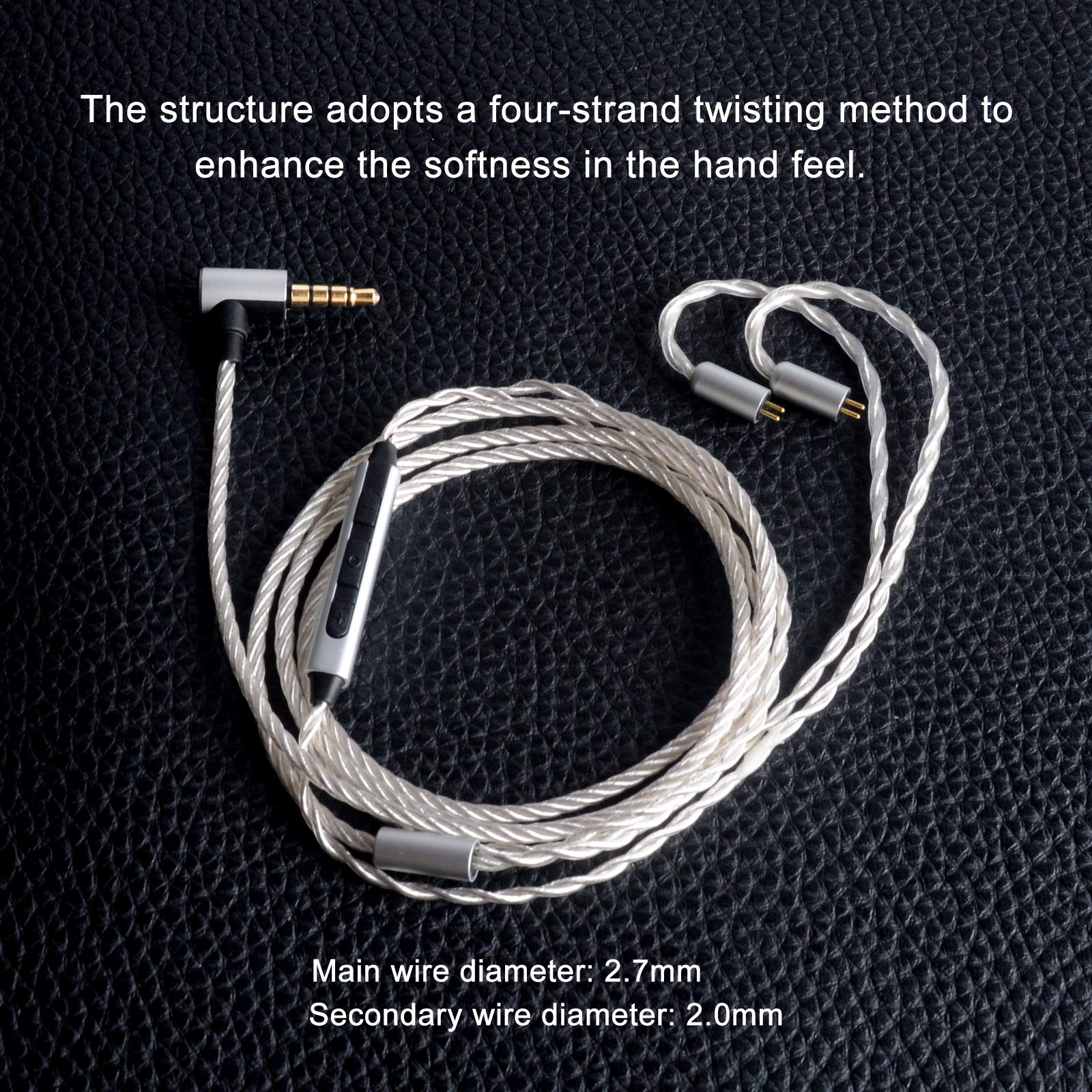 OKCSC Earphone Upgrade Cable 0.78mm 2pin Replacement Cord 4 Cores OFC Silver Plated Audio Adapter for KZ ES4 ED16 ZS5 ZS6 ZSR ZST ZS10 - View 2 of 6