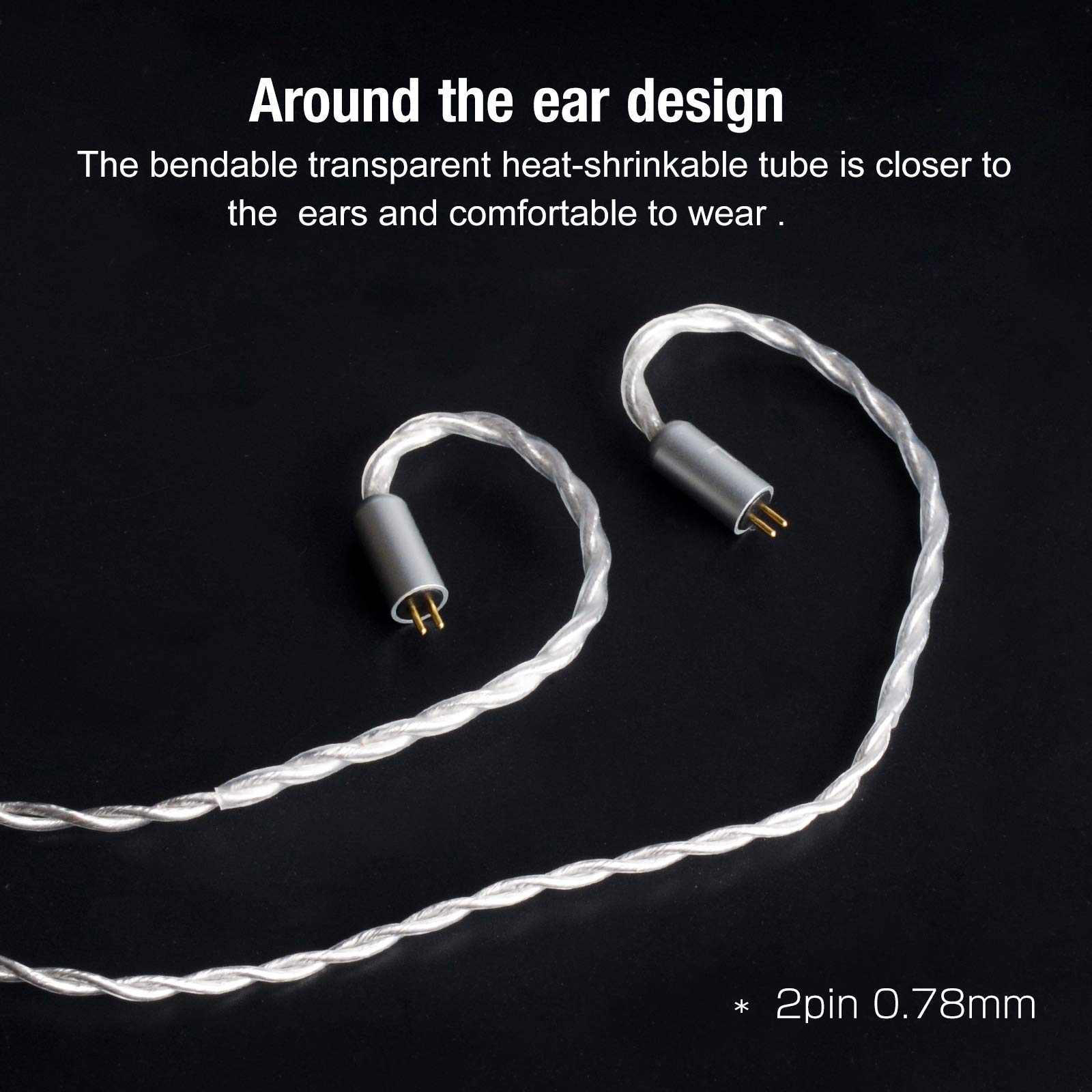 OKCSC Earphone Upgrade Cable 0.78mm 2pin Replacement Cord 4 Cores OFC Silver Plated Audio Adapter for KZ ES4 ED16 ZS5 ZS6 ZSR ZST ZS10 - View 5 of 6