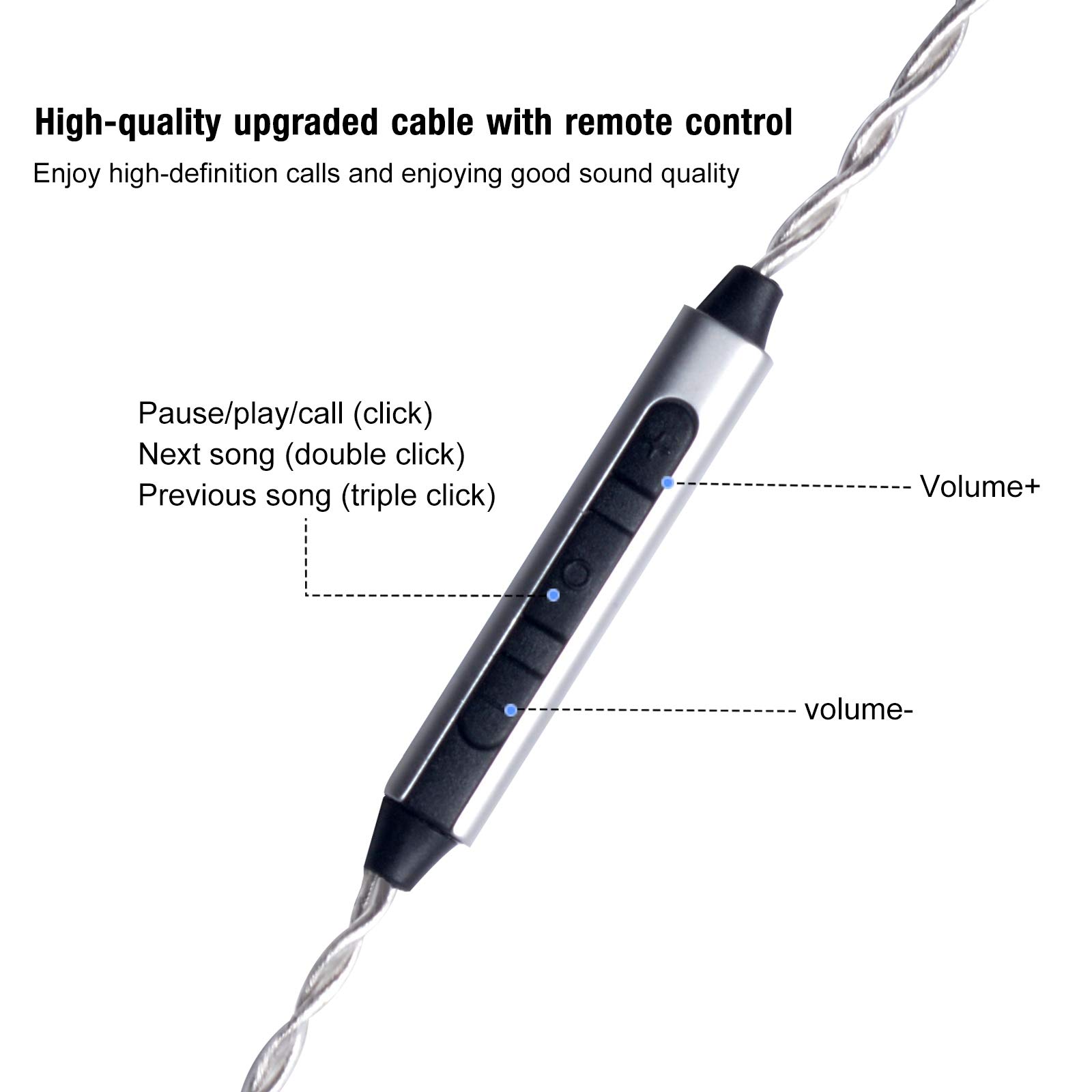 OKCSC Earphone Upgrade Cable 0.78mm 2pin Replacement Cord 4 Cores OFC Silver Plated Audio Adapter for KZ ES4 ED16 ZS5 ZS6 ZSR ZST ZS10 - View 6 of 6