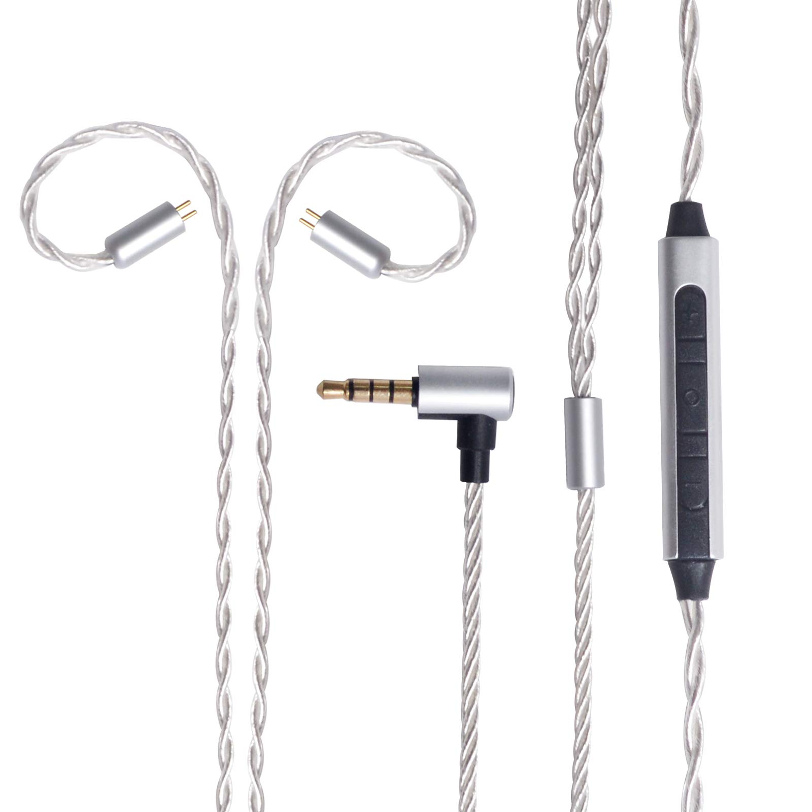 OKCSC Earphone Upgrade Cable 0.78mm 2pin Replacement Cord 4 Cores OFC Silver Plated Audio Adapter for KZ ES4 ED16 ZS5 ZS6 ZSR ZST ZS10