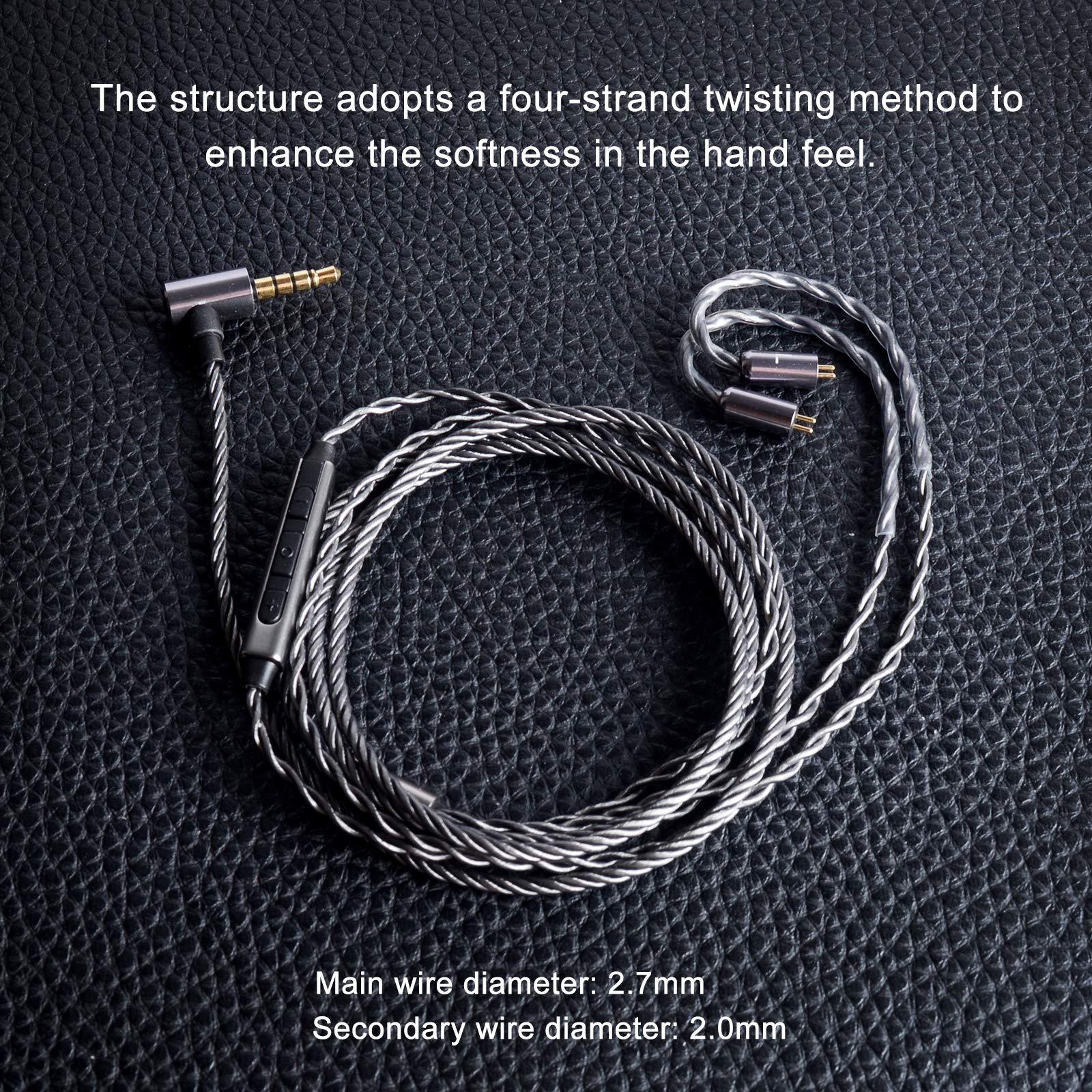 OKCSC Earphone Upgrade Cable 0.78mm 2pin Replacement Cord 4 Cores OFC Silver Plated Audio Adapter for KZ ES4 ED16 ZS5 ZS6 ZSR ZST ZS10 Gray Mic - View 2 of 7