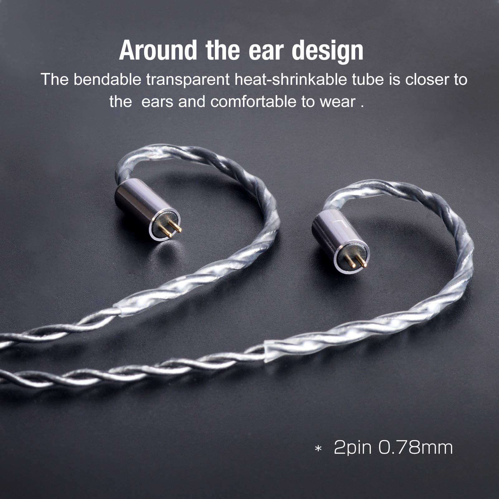 OKCSC Earphone Upgrade Cable 0.78mm 2pin Replacement Cord 4 Cores OFC Silver Plated Audio Adapter for KZ ES4 ED16 ZS5 ZS6 ZSR ZST ZS10 Gray Mic - View 5 of 7