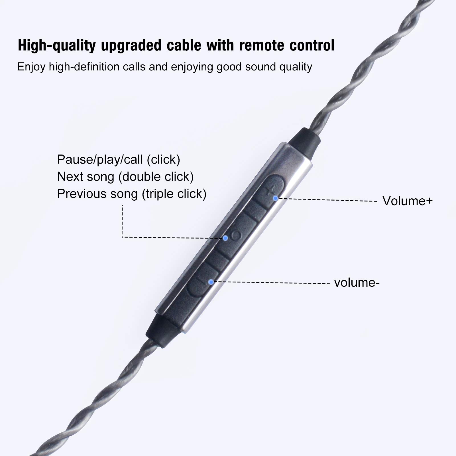 OKCSC Earphone Upgrade Cable 0.78mm 2pin Replacement Cord 4 Cores OFC Silver Plated Audio Adapter for KZ ES4 ED16 ZS5 ZS6 ZSR ZST ZS10 Gray Mic - View 6 of 7