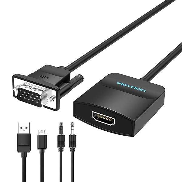 VENTION VENTION VGA to HDMI Adapter - 1080P Video Dongle with Audio Cable for PC & Monitor (Not Bi-Directional)