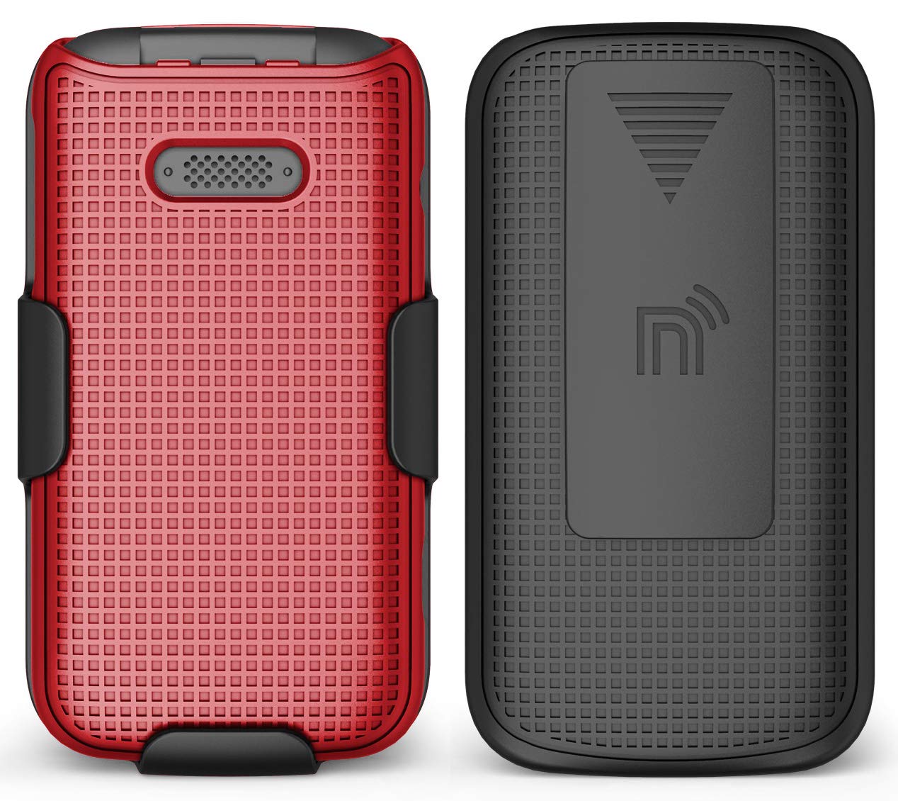 Nakedcellphone Jitterbug Flip2 Case with Clip - Red Snap-On Hard Shell & Rotating Belt Holster for Lively Flip Phone - View 2 of 9