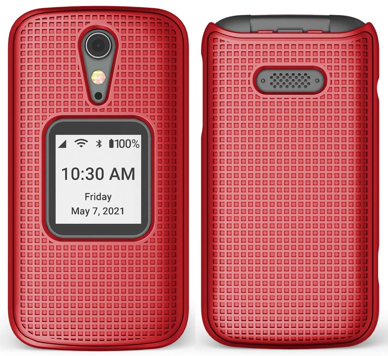 Nakedcellphone Jitterbug Flip2 Case with Clip - Red Snap-On Hard Shell & Rotating Belt Holster for Lively Flip Phone - View 3 of 9