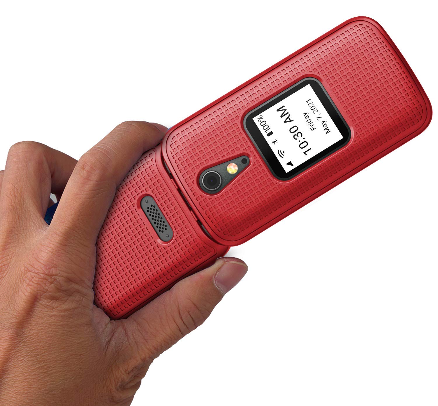 Nakedcellphone Jitterbug Flip2 Case with Clip - Red Snap-On Hard Shell & Rotating Belt Holster for Lively Flip Phone - View 5 of 9