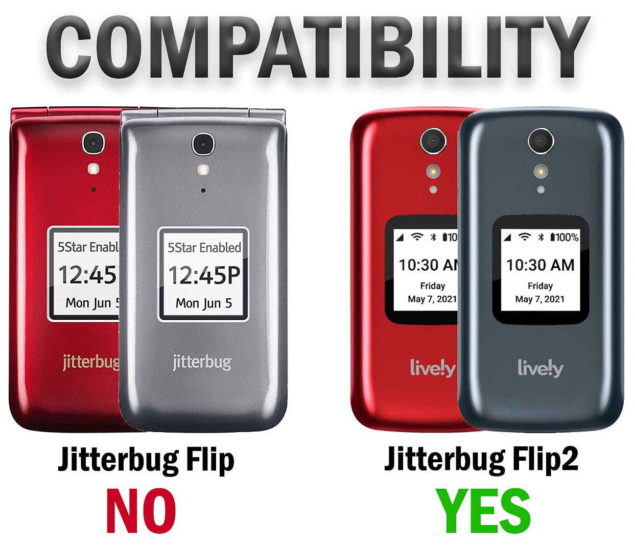 Nakedcellphone Jitterbug Flip2 Case with Clip - Red Snap-On Hard Shell & Rotating Belt Holster for Lively Flip Phone - View 7 of 9