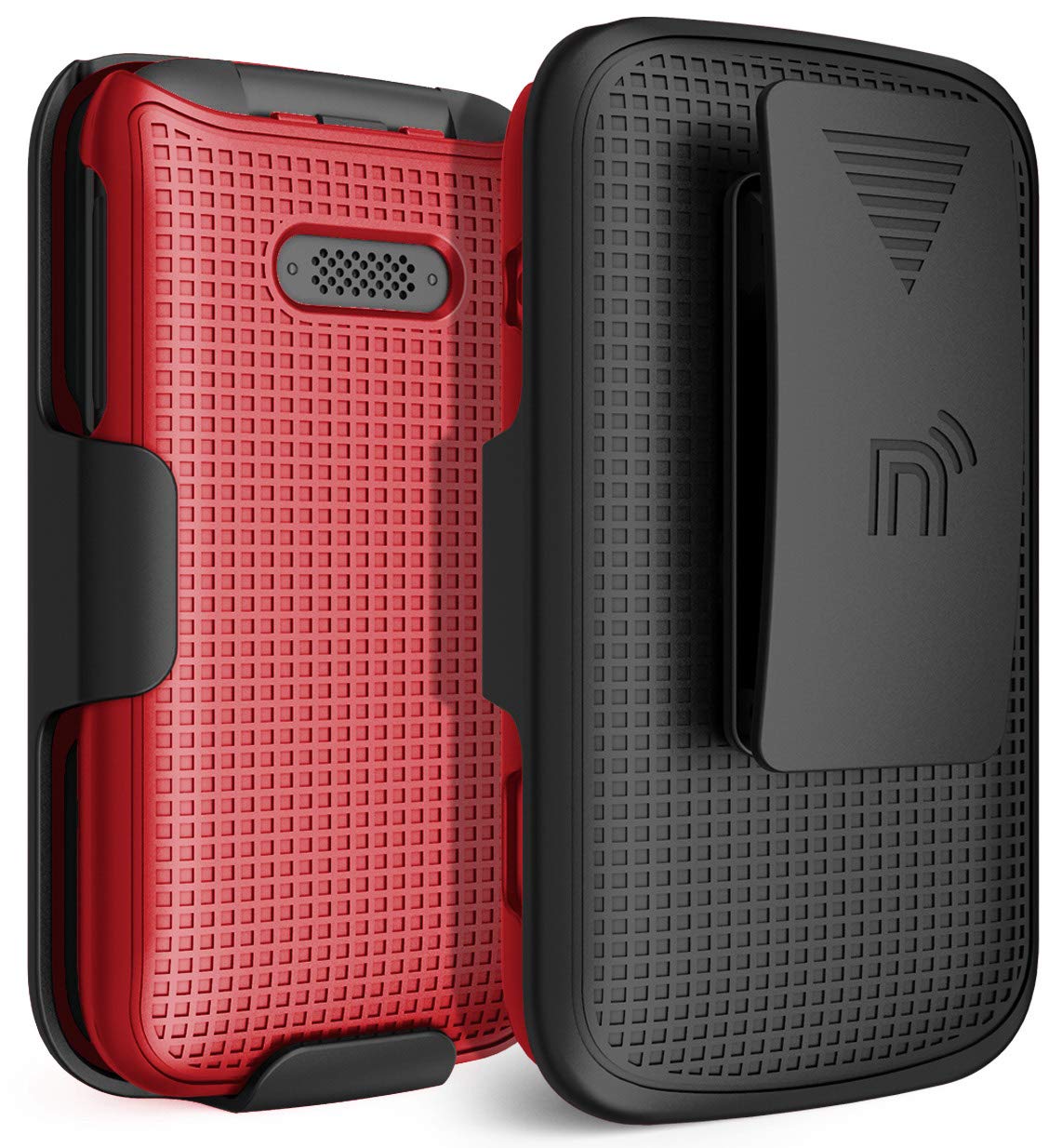 Nakedcellphone Jitterbug Flip2 Case with Clip - Red Snap-On Hard Shell & Rotating Belt Holster for Lively Flip Phone - View 9 of 9