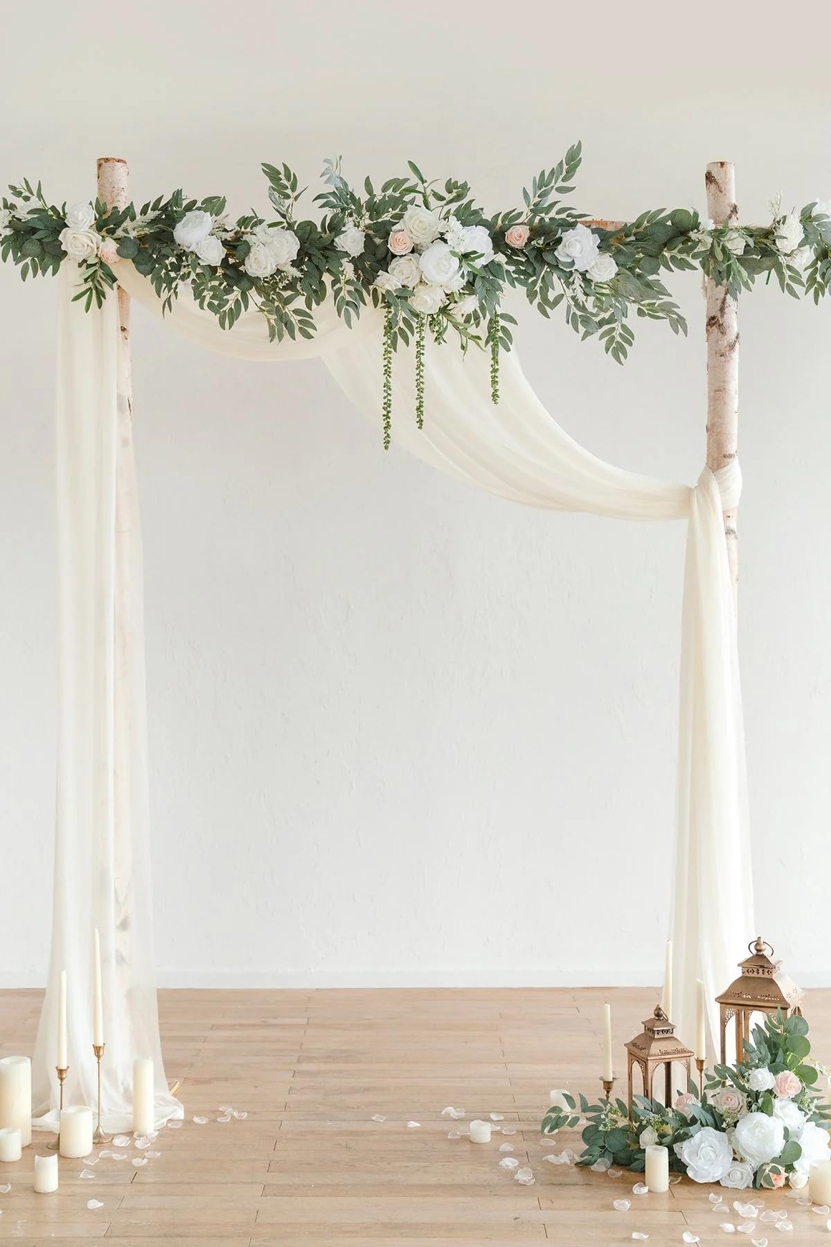 Ling's Moment 9FT Spring Flower Garland for Wedding Arch and Reception Decor with Eucalyptus and Rose Artificial Flowers in White and Sage - View 8 of 8