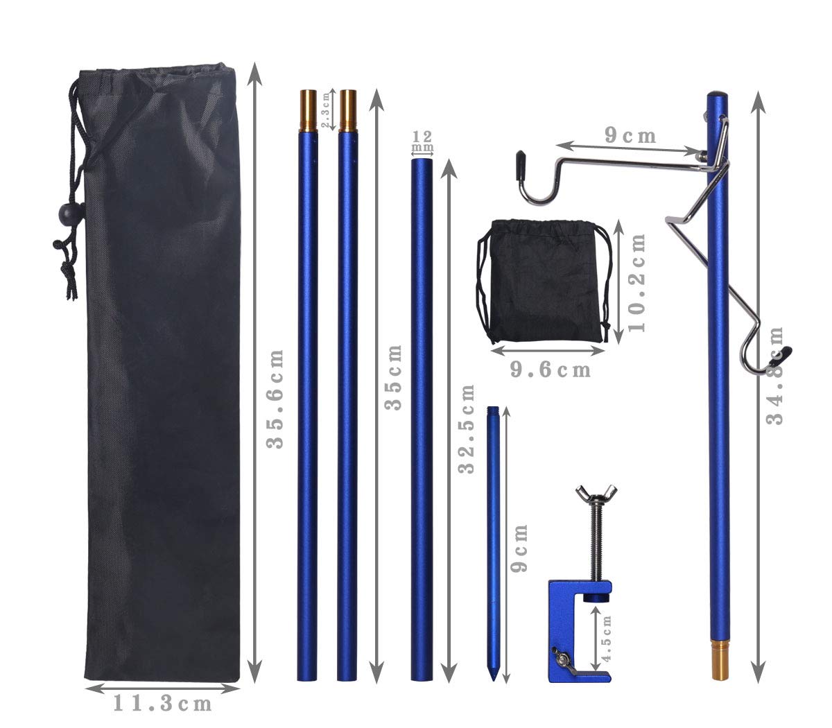 HIKEMAN Portable Folding Lantern Stand Pole for Camping Fishing Picnic BBQ Outdoor Activities Blue - View 5 of 7