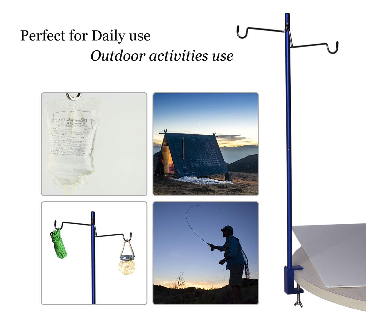 HIKEMAN Portable Folding Lantern Stand Pole for Camping Fishing Picnic BBQ Outdoor Activities Blue - View 6 of 7