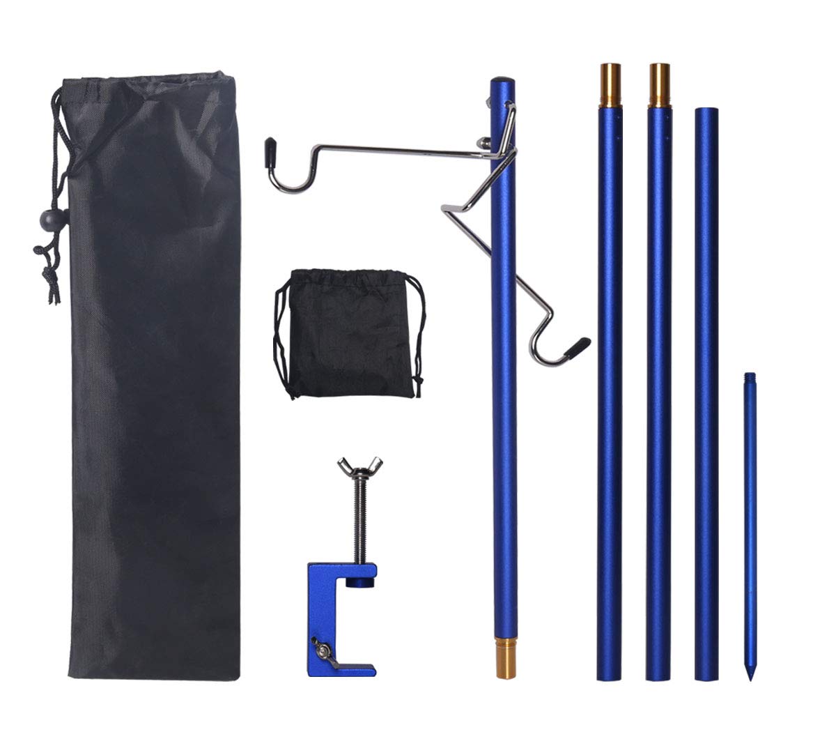 HIKEMAN Portable Folding Lantern Stand Pole for Camping Fishing Picnic BBQ Outdoor Activities Blue