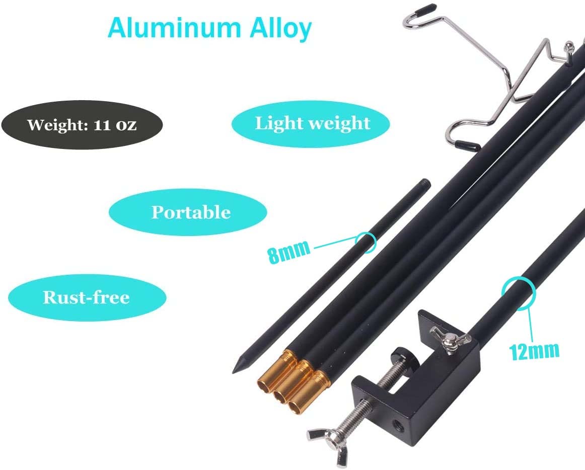 HIKEMAN Portable Folding Lantern Stand Pole for Camping Fishing Picnic BBQ Outdoor Activities Black - View 2 of 7