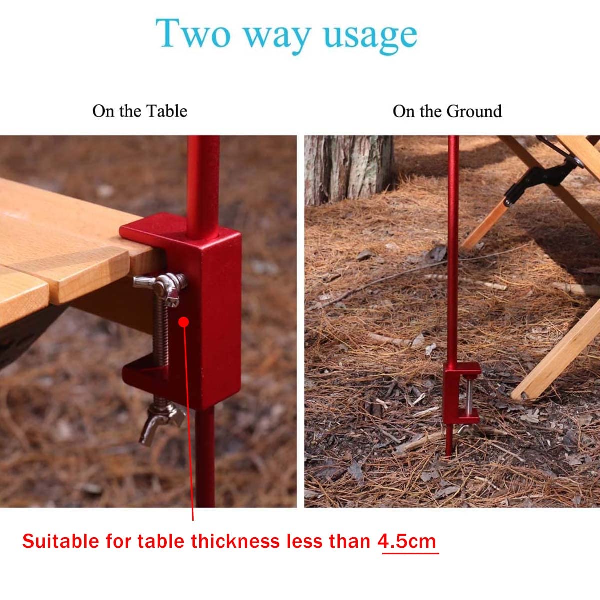 HIKEMAN Portable Folding Lantern Stand Pole for Camping Fishing Picnic BBQ Outdoor Activities Black - View 3 of 7