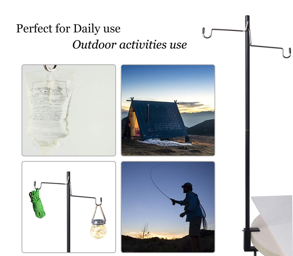 HIKEMAN Portable Folding Lantern Stand Pole for Camping Fishing Picnic BBQ Outdoor Activities Black - View 7 of 7