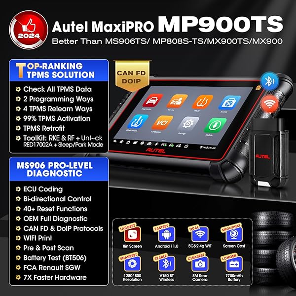 Autel Autel MaxiPRO MP900TS: Ultimate OBD2 Scanner with TPMS, ECU Coding & 40+ Services for 2025 Vehicles - View 3 of 10