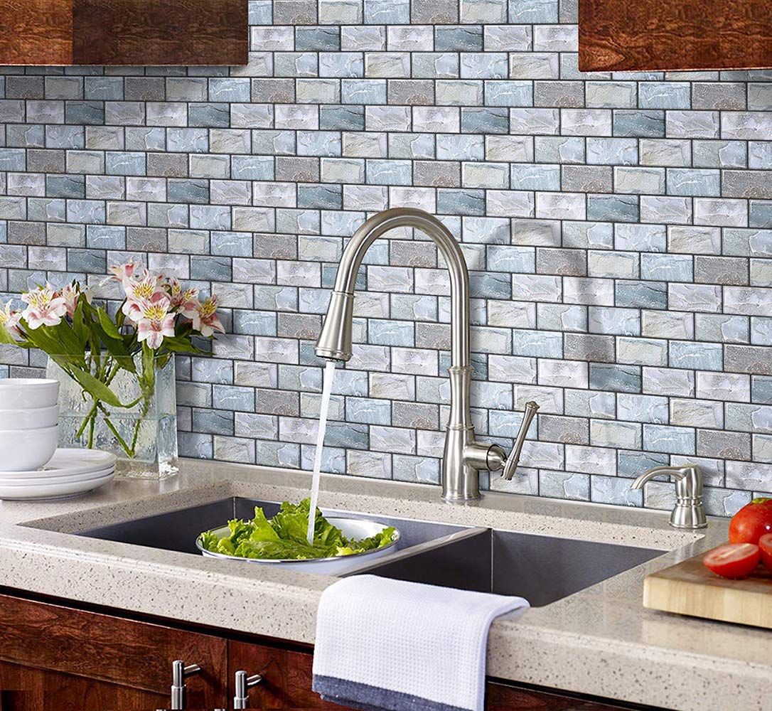 Joqixon Peel and Stick Backsplash Tiles for Kitchen and Bathroom 3D Brick Wall Design 10 Sheets 10 x 10.6 Inches - View 2 of 6