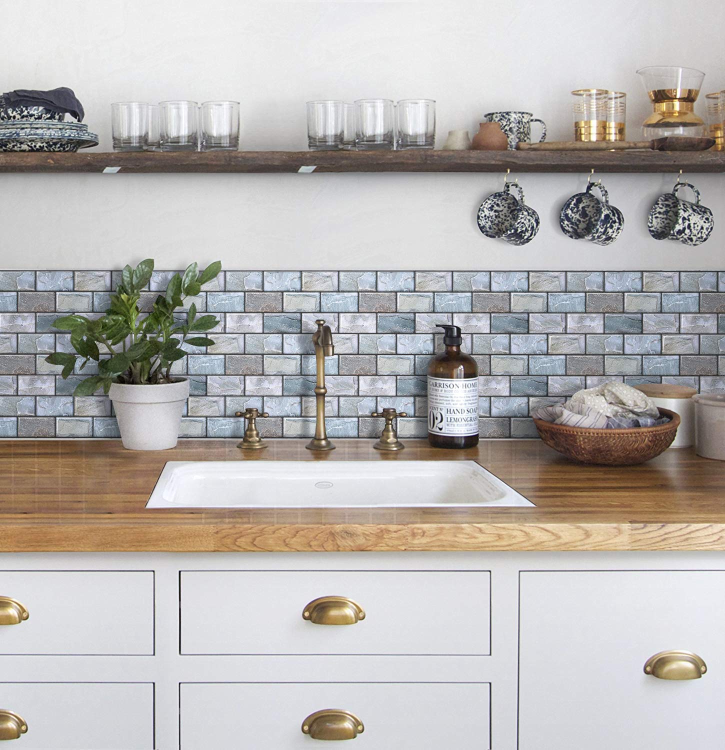 Joqixon Peel and Stick Backsplash Tiles for Kitchen and Bathroom 3D Brick Wall Design 10 Sheets 10 x 10.6 Inches - View 3 of 6