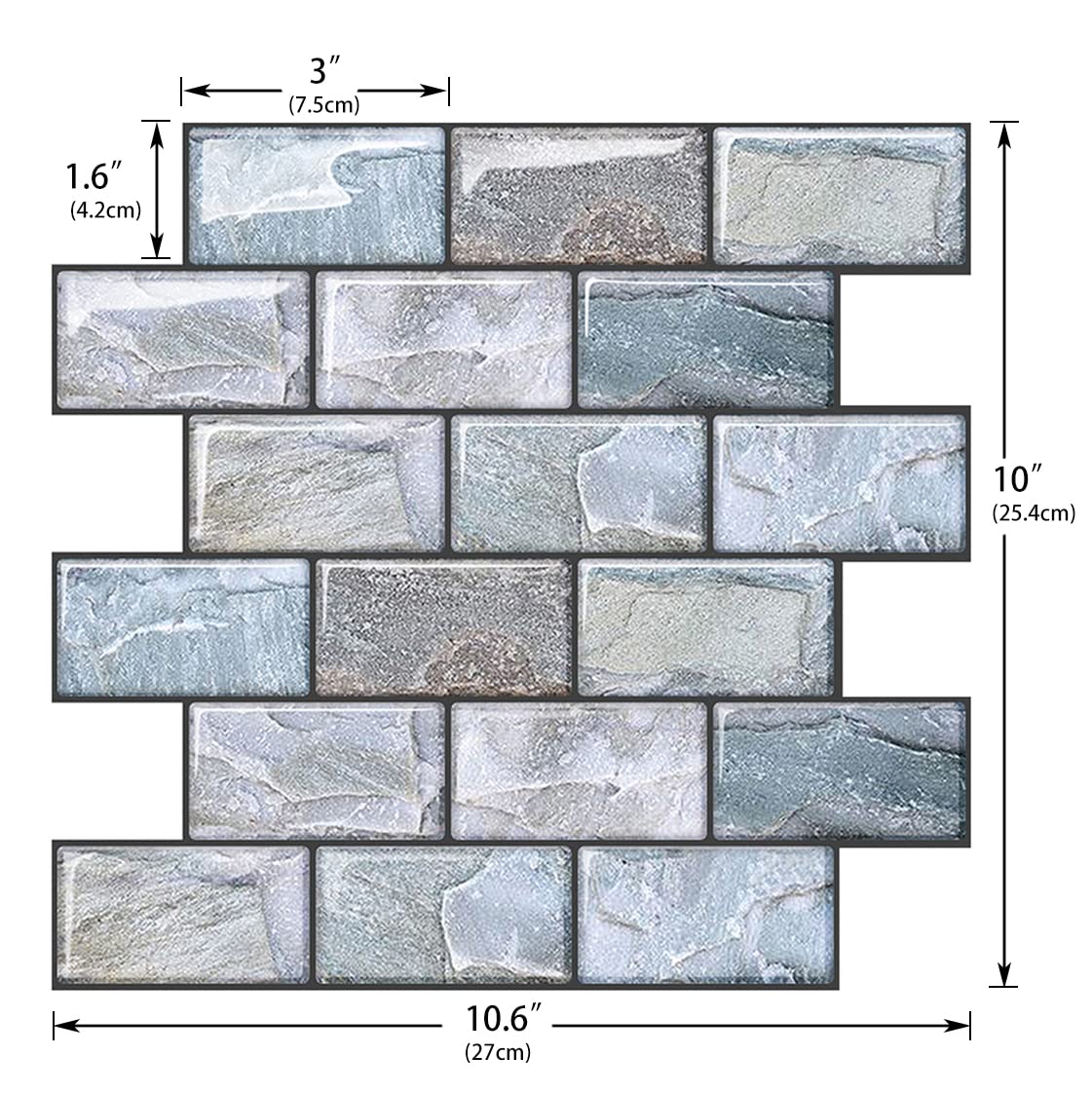 Joqixon Peel and Stick Backsplash Tiles for Kitchen and Bathroom 3D Brick Wall Design 10 Sheets 10 x 10.6 Inches - View 6 of 6