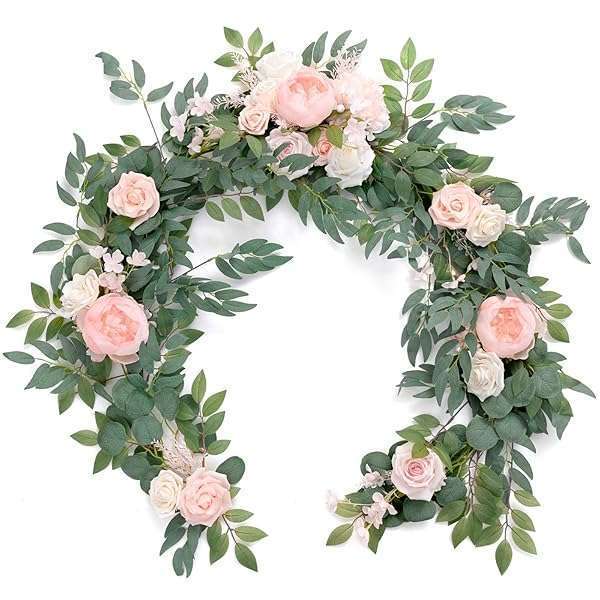 6FT Eucalyptus & Rose Arch Flower Garland - Perfect Wedding & Holiday Decor in Blush Pink & Cream