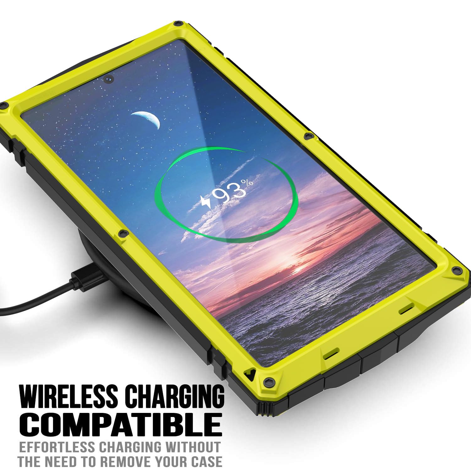 Simicoo Simicoo Samsung S24 Metal Bumper Silicone Case with Stand and Screen Protector Durable Shockproof Heavy Duty Rugged Outdoor Cover Yellow - View 7 of 9