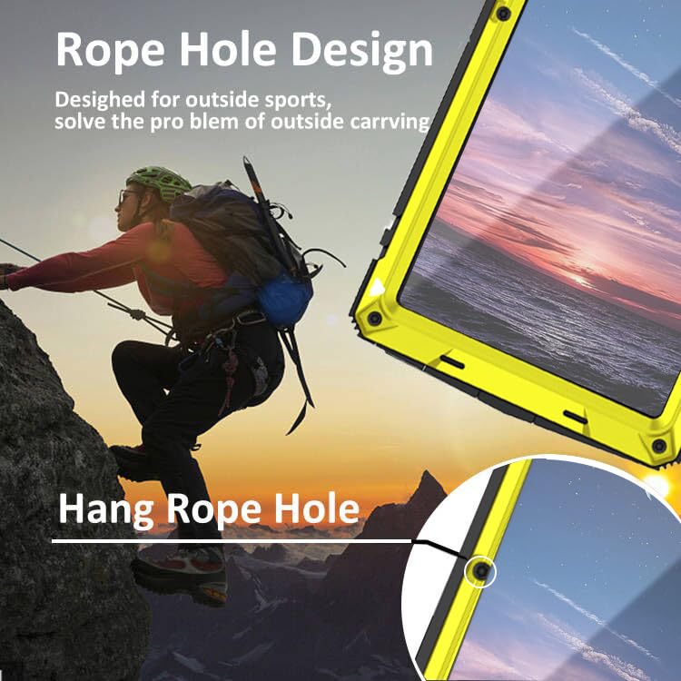 Simicoo Simicoo Samsung S24 Metal Bumper Silicone Case with Stand and Screen Protector Durable Shockproof Heavy Duty Rugged Outdoor Cover Yellow - View 9 of 9