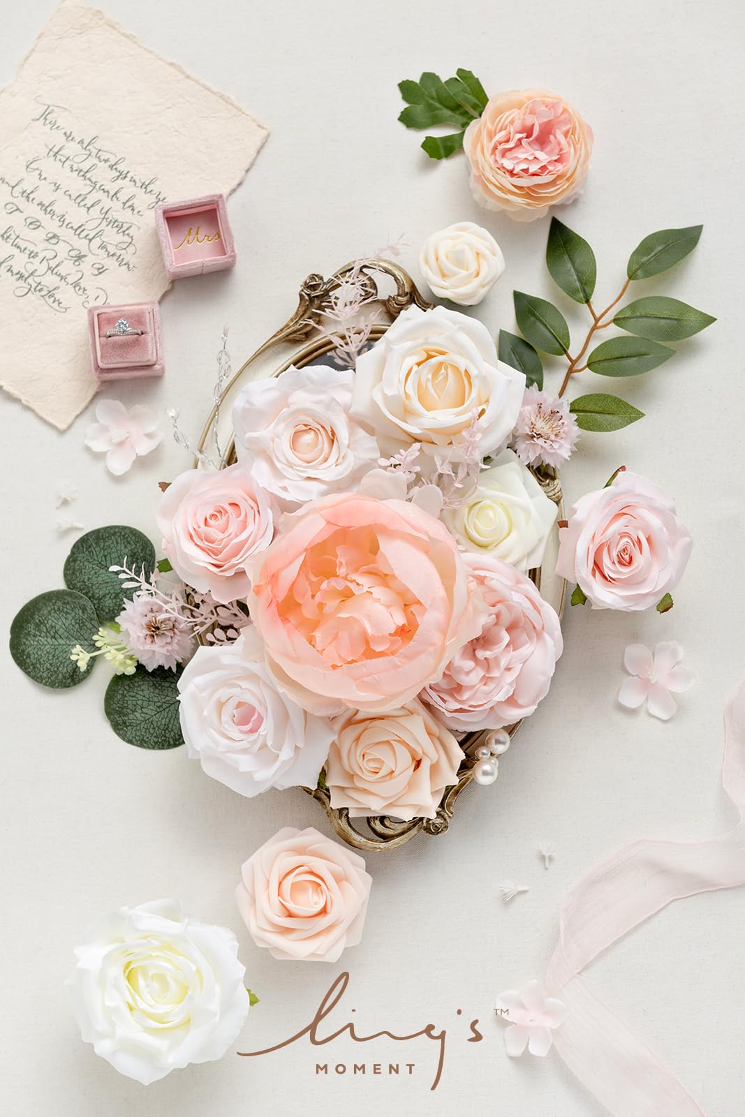 Ling's Moment Blush Silk Artificial Flowers Combo for Wedding Bouquets Centerpieces and Bridal Shower Decorations - View 5 of 6