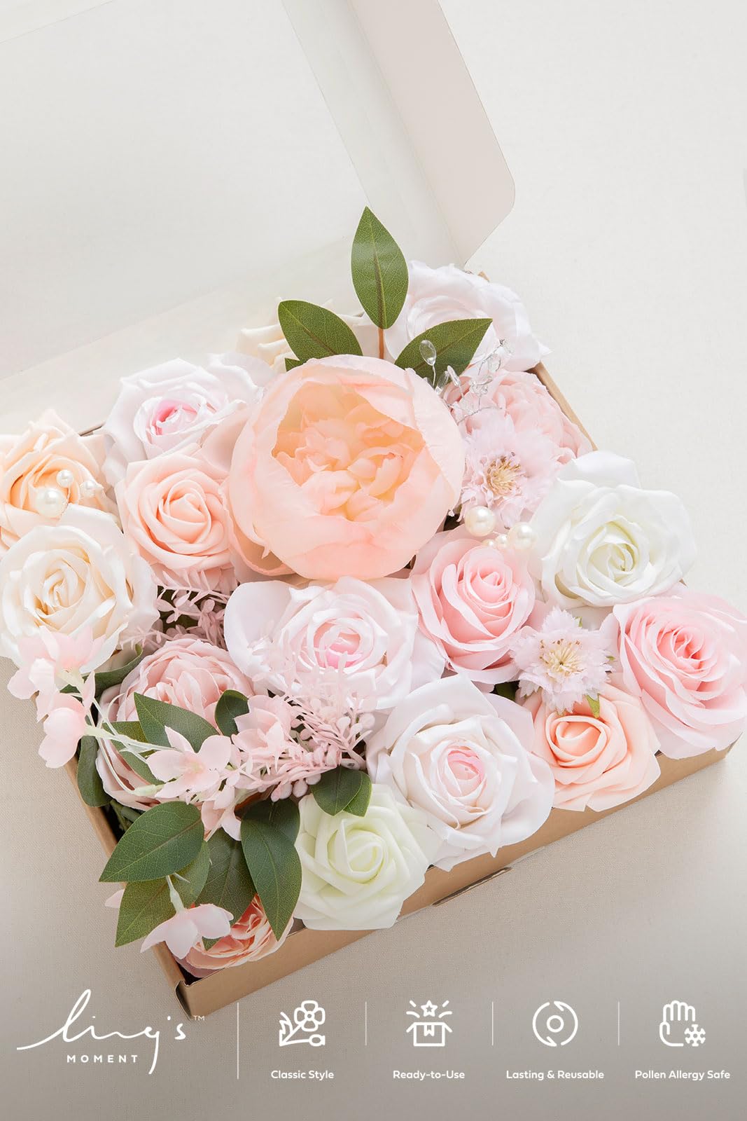 Ling's Moment Blush Silk Artificial Flowers Combo for Wedding Bouquets Centerpieces and Bridal Shower Decorations - View 6 of 6