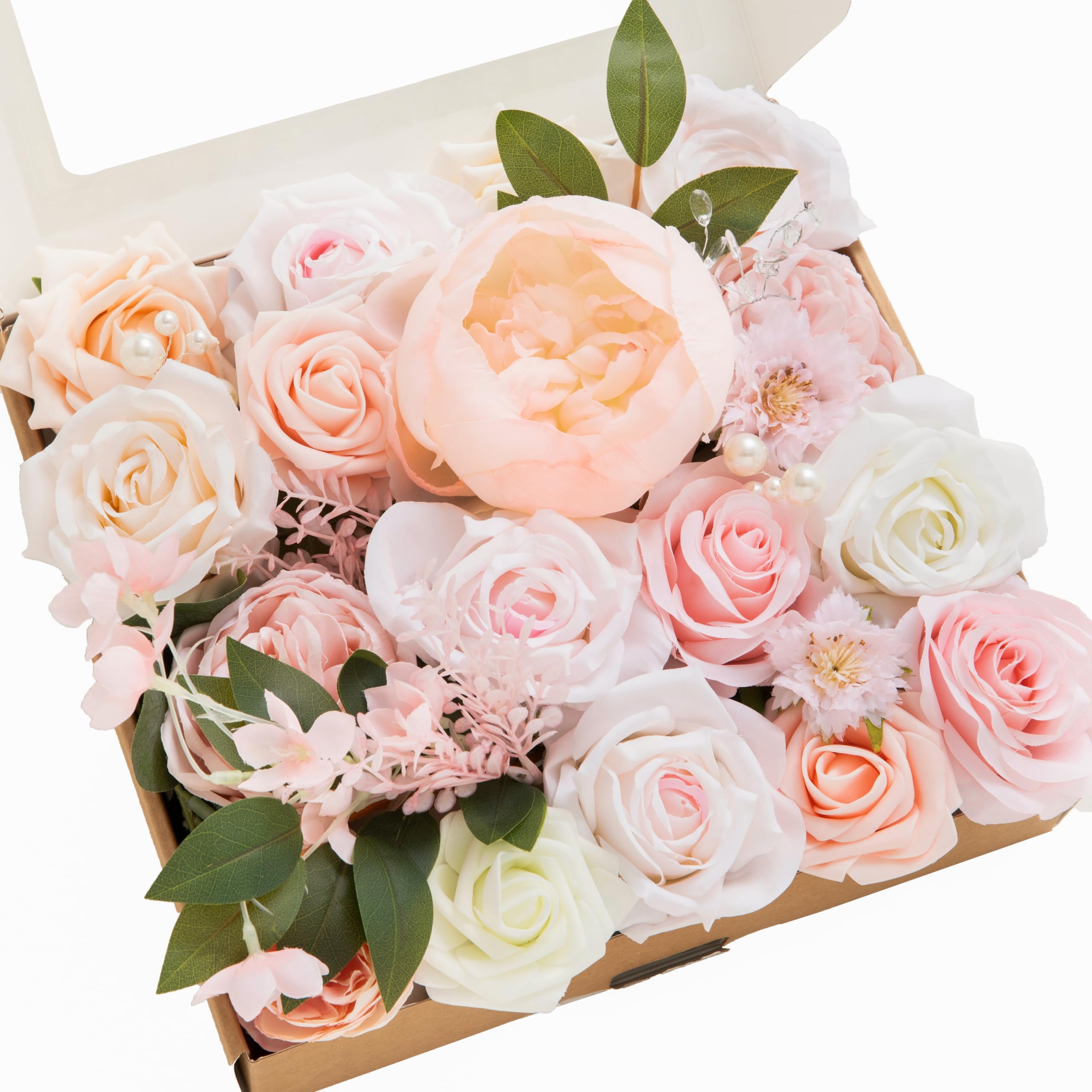 Ling's Moment Blush Silk Artificial Flowers Combo for Wedding Bouquets Centerpieces and Bridal Shower Decorations