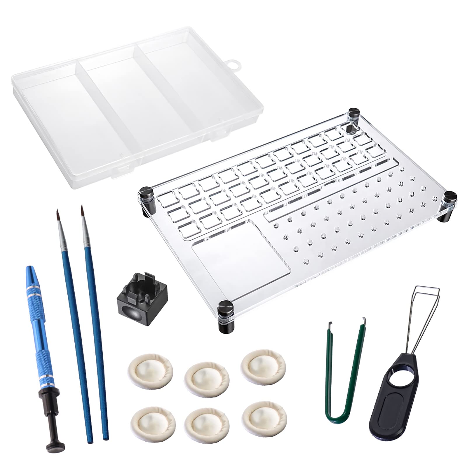 Gliging 33 Lube Station Switch Tester Opener Acrylic DIY Double Deck Keycaps Puller for Gateron Cherry Mechanical Keyboard Lubrication Kit A