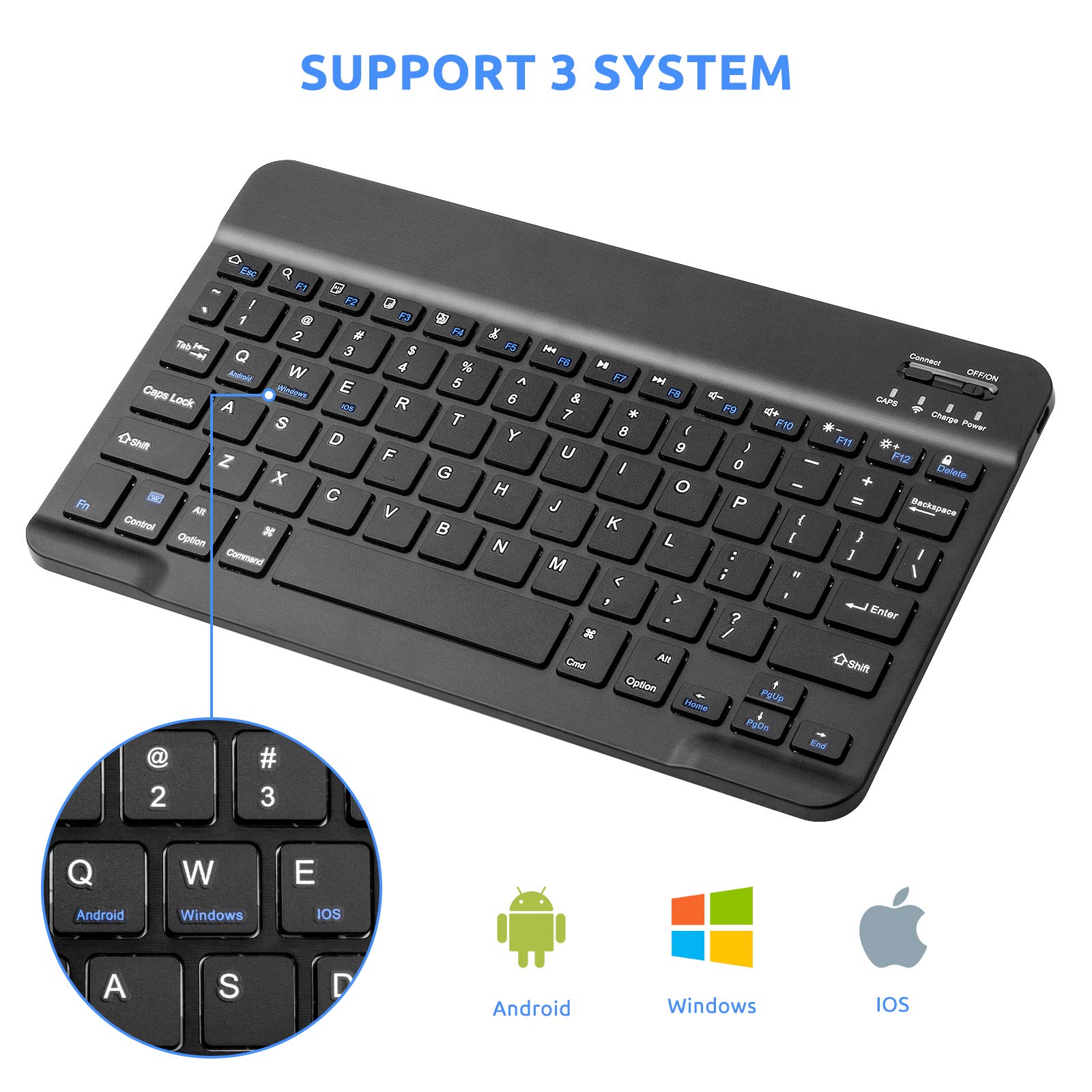 EDIVIA Wireless Keyboard for Surface Go 2 Slim Portable Bluetooth Rechargeable Battery Black Universal Compatibility - View 5 of 6