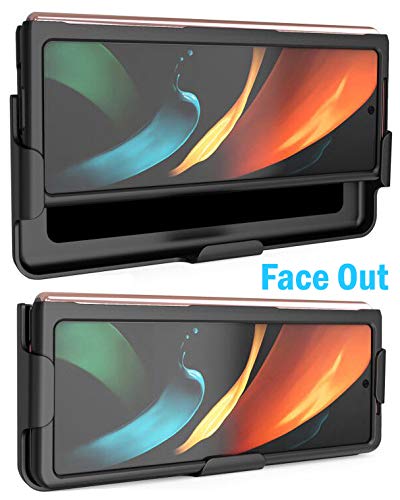 Nakedcellphone Galaxy Z Fold 2 Case with Clip & Holster - Slim Black Grid Texture Cover for Samsung 5G (SM-F916) - View 4 of 10