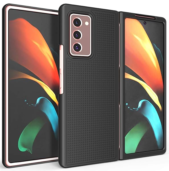 Nakedcellphone Galaxy Z Fold 2 Case with Clip & Holster - Slim Black Grid Texture Cover for Samsung 5G (SM-F916) - View 6 of 10