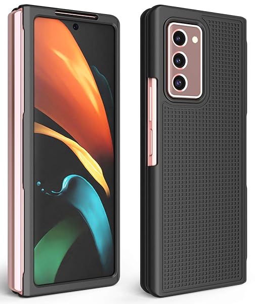 Nakedcellphone Galaxy Z Fold 2 Case with Clip & Holster - Slim Black Grid Texture Cover for Samsung 5G (SM-F916) - View 9 of 10