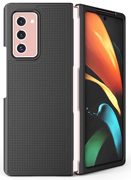 Nakedcellphone Galaxy Z Fold 2 Case with Clip & Holster - Slim Black Grid Texture Cover for Samsung 5G (SM-F916) - View 10 of 10