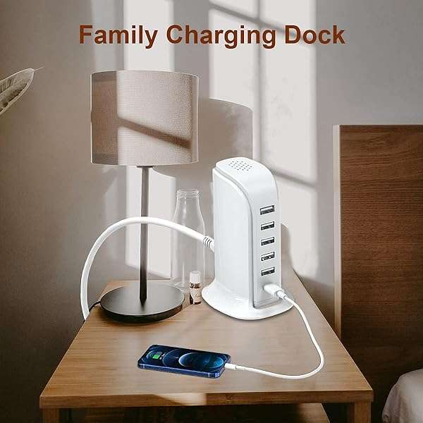 Upoy 40W Upoy Multi-Device Charging Station: 5 USB Ports & Smart IC for iPhone, iPad, Tablets & Smartphones - Perfect for Home & Office - View 8 of 9