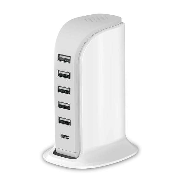 Upoy 40W Upoy Multi-Device Charging Station: 5 USB Ports & Smart IC for iPhone, iPad, Tablets & Smartphones - Perfect for Home & Office