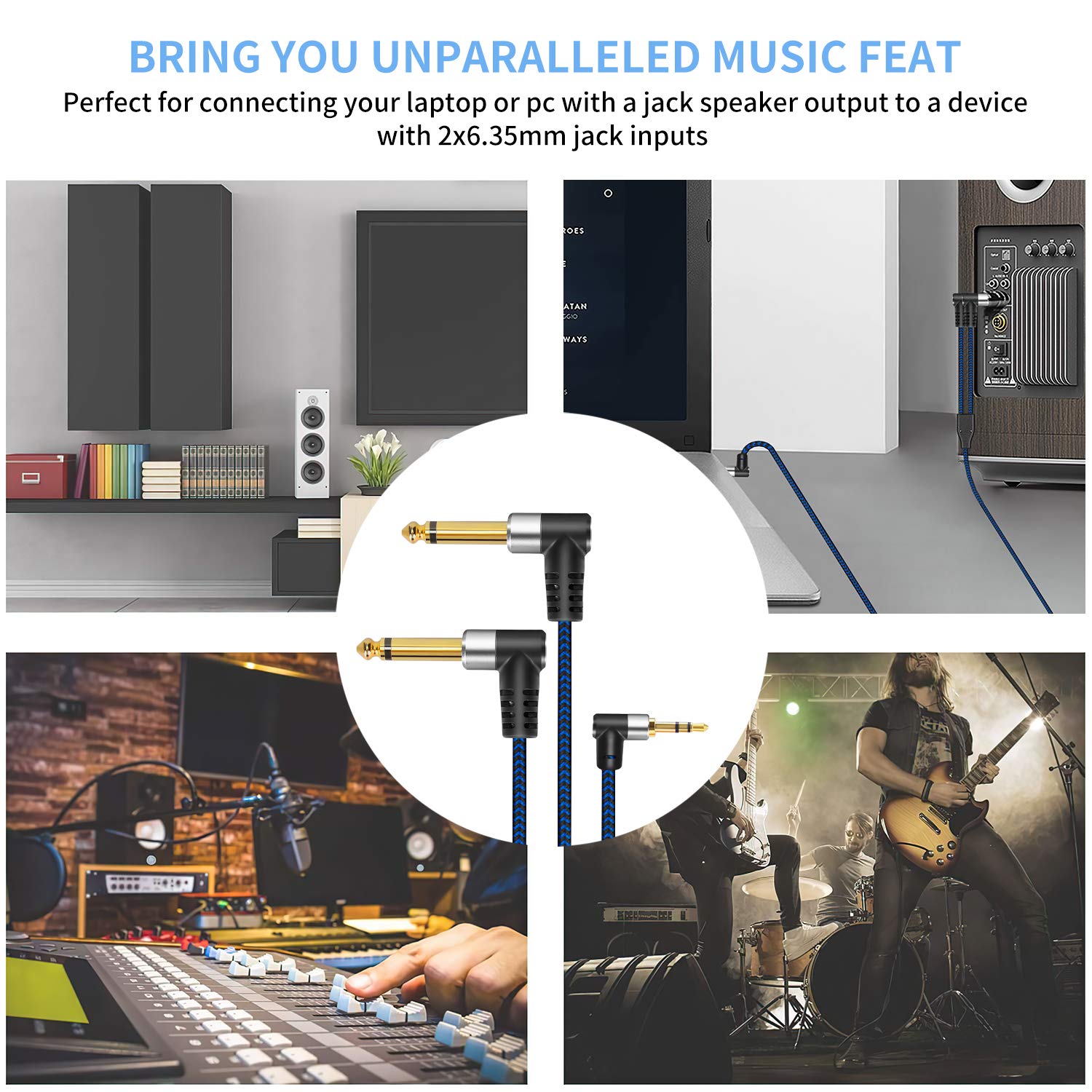 LDKCOK 3.5mm to Dual 6.35mm Y-Cable Splitter Cord 30ft for Smartphone iPod Sound Card CD Players and Home Stereo System - View 7 of 7