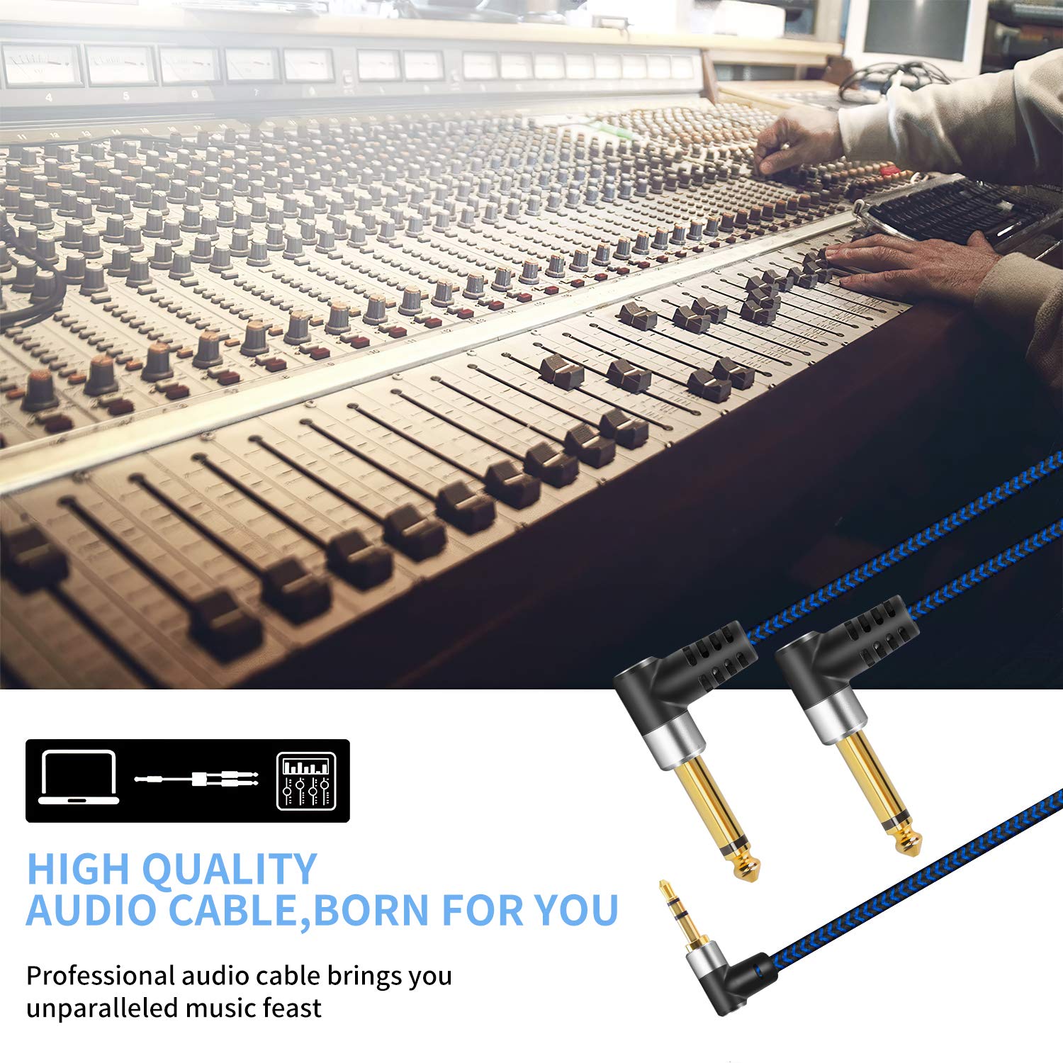 LDKCOK 3.5mm to Dual 6.35mm Y-Cable Splitter Cord 15ft for Smartphone iPod Sound Card CD Players and Home Stereo System - View 4 of 7