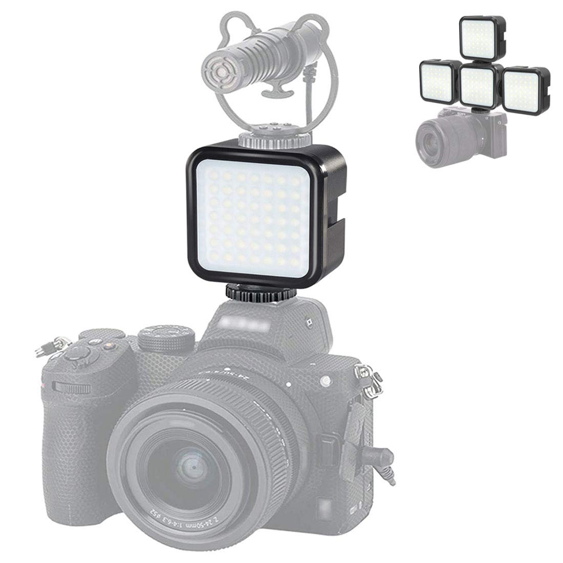 PULUZ LED Video Light 64 LED Dimmable Fill Light with 3 Cold Shoe for Canon Nikon Sony DSLR Cameras