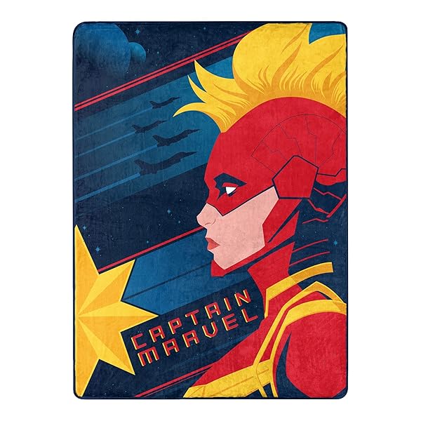 Northwest Northwest Captain Marvel Silk Touch Throw Blanket - 46x60 Bold Leader Design for Ultimate Comfort