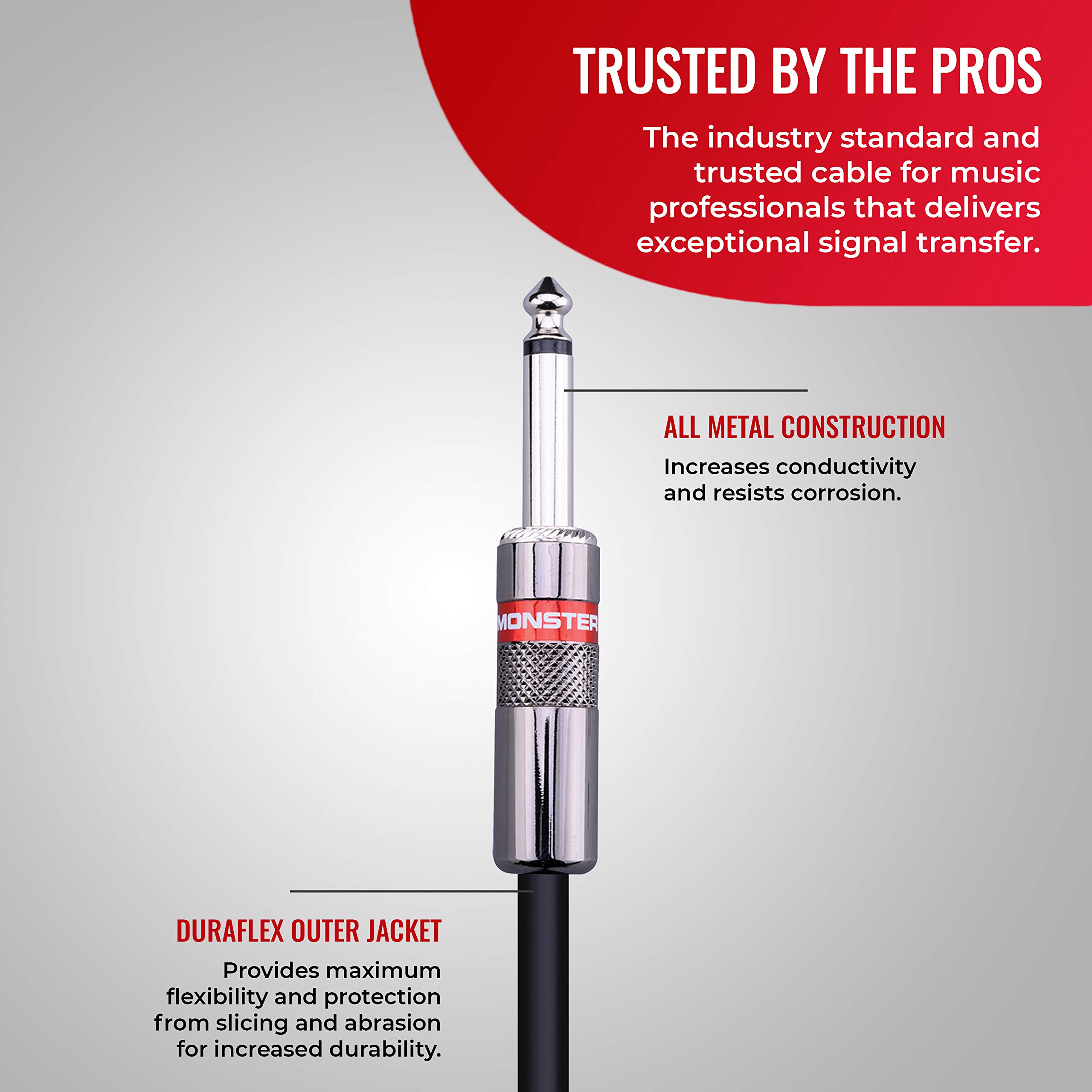 Monster Prolink Classic Speaker Cable 6FT Straight to Straight Instrument Cable 1/4 Inch Plugs Guitar Cord with Superior Signal Transfer - View 2 of 8