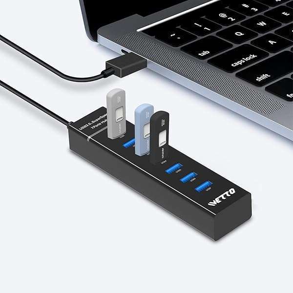 IVETTO IVETTO 7-Port USB 3.0 Hub with 3.3ft Cable for Laptop, PC, MacBook & More - Fast Data Transfer & Easy Connectivity - View 8 of 8