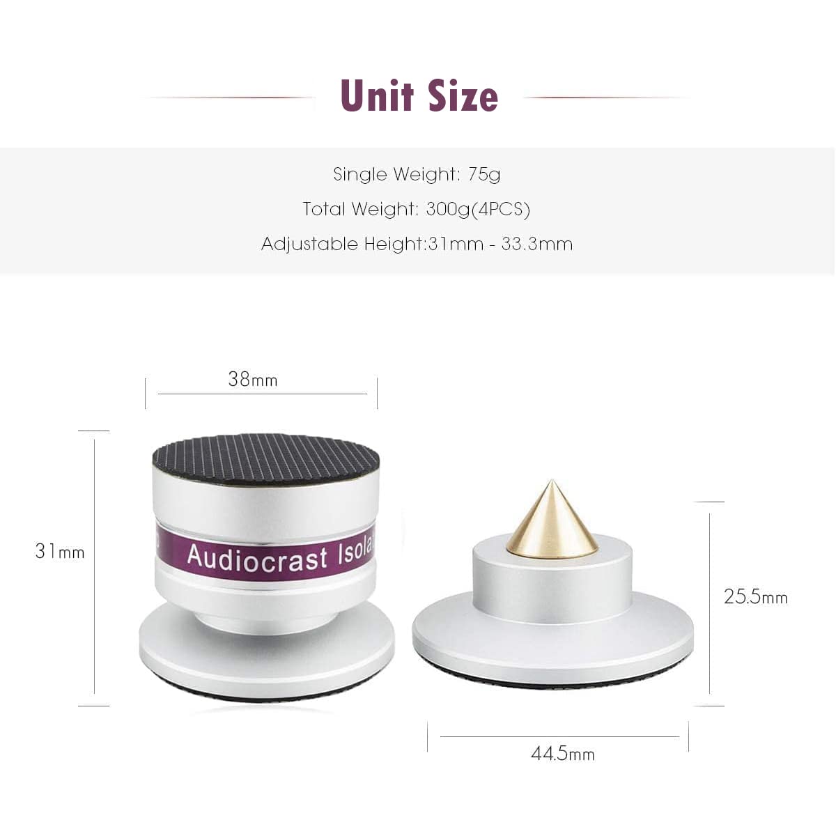 Audiocrast IF03S Speaker Isolators HiFi Stand Feet Pads Shock Absorber Isolation Pucks for Turntable Amp CD DAC Recorder - View 4 of 9