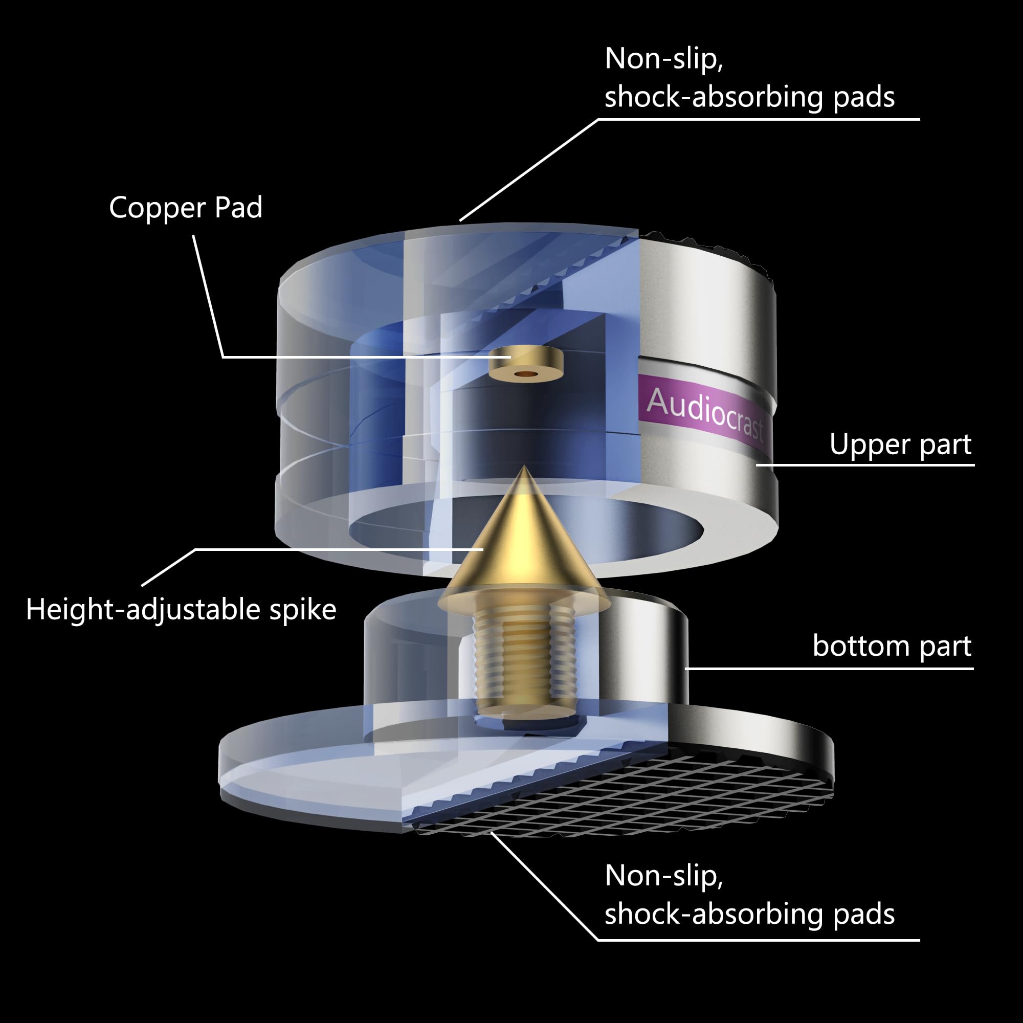 Audiocrast IF03S Speaker Isolators HiFi Stand Feet Pads Shock Absorber Isolation Pucks for Turntable Amp CD DAC Recorder - View 5 of 9