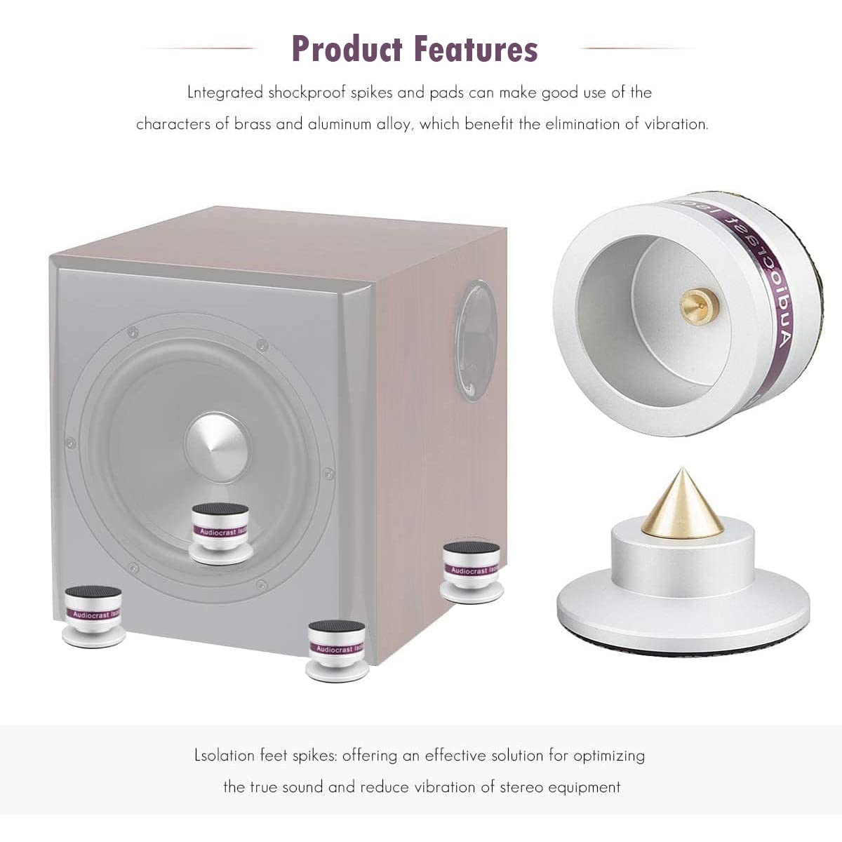 Audiocrast IF03S Speaker Isolators HiFi Stand Feet Pads Shock Absorber Isolation Pucks for Turntable Amp CD DAC Recorder - View 7 of 9