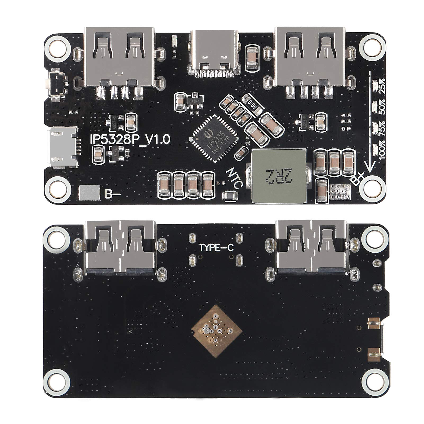 Dorhea IP5328P Dual USB Boost Charging Module 18650 Fast Charger Type-C 3.7V to 12V Quick Charge Circuit Board QC2.0 QC3.0 Mobile Power - View 2 of 7